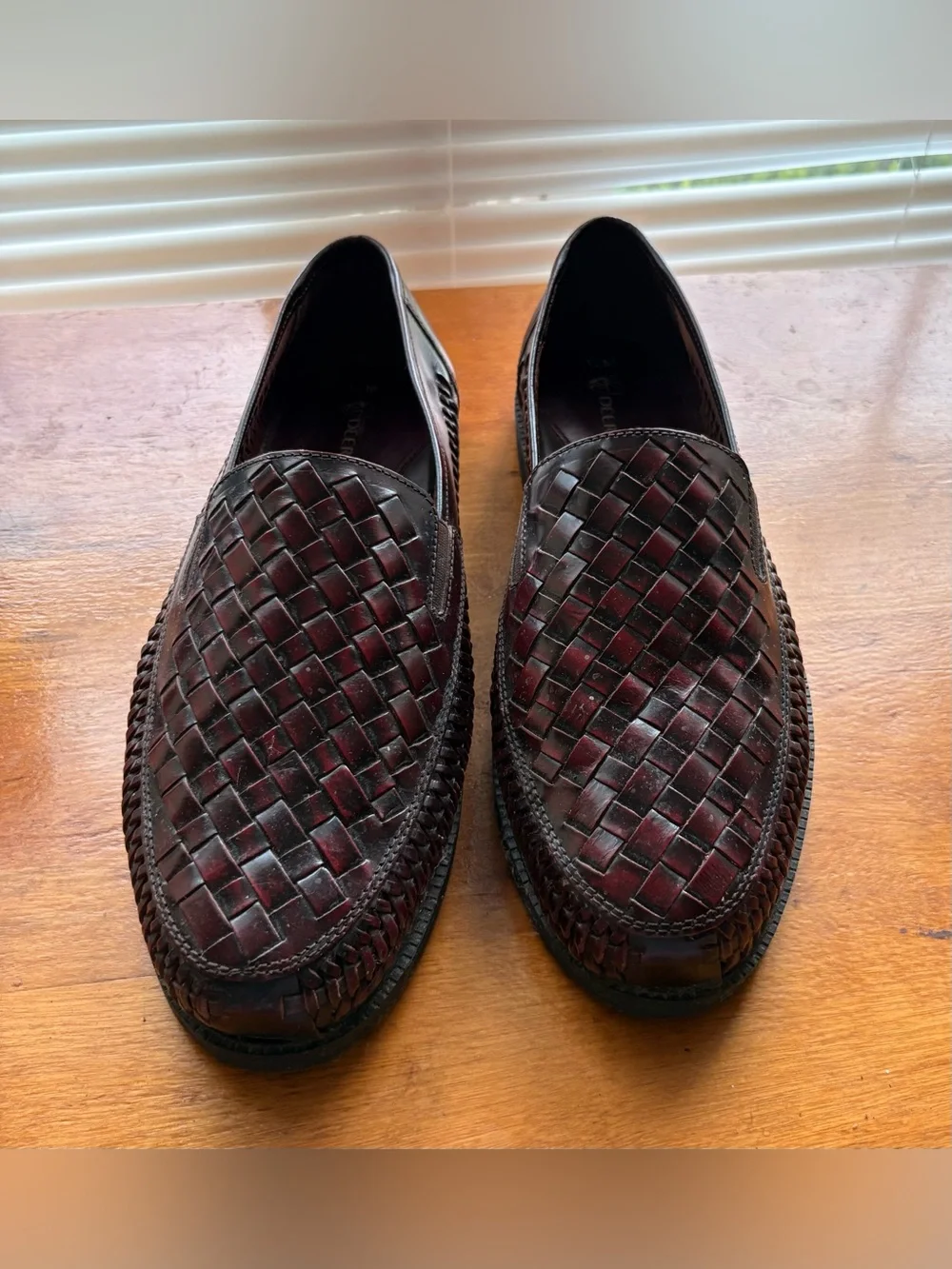 Deer Stags Men's Woven Leather Slip-On Loafers in Dark Burgundy